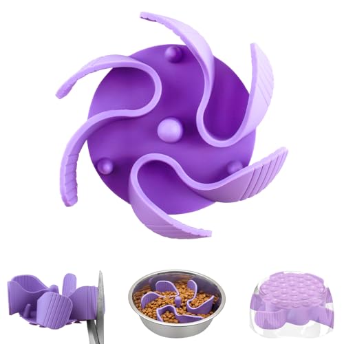Hunde Langsamer Fressnapf Hundenapf Slow Feeder Slow Feeder Hundenapf Einfügung Anti Schling Napf Hund Reduzieren Übermäßiges Essen für Hunde und Katzen Schneidbar Lila von JINSIHU
