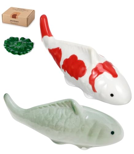 JINYEAH Schwimmender Keramikfisch 【Jingdezhen China Glasur Handwerkskunst】 2 Stück Keramik schwimmende Fischstatue für Teich, Brunnen, Vogeltränke, künstliche Aquarium-Dekoration JINYEAH Schwimmender Keramikfisch 【Jingdezhen China Glasur Handwerkskunst】 2 Stück Keramik schwimmende Fischstatue für Teich, Brunnen, Vogeltränke, künstliche Aquarium-Dekoration von JINYEAH