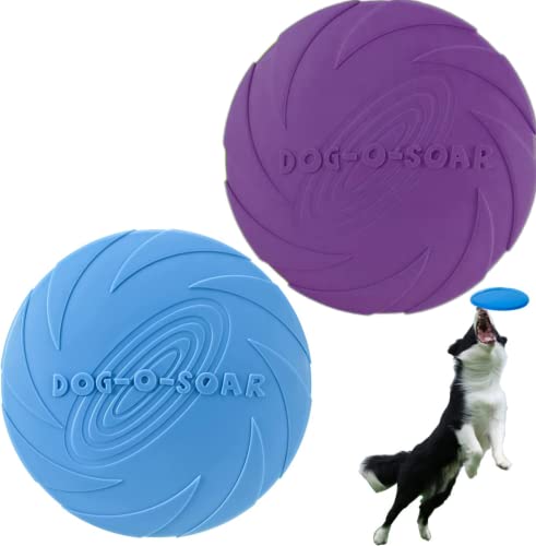 JINYUNMIN 2 Stück Hundefrisbee,Hund Scheibe,18cm hundespielzeug Frisbee,perfekt für Hundetraining, Werfen, Fangen und Spielen(Lila+Blau) von JINYUNMIN
