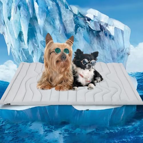 JIOFUGH Hundekühlmatte, 2025 verbesserte Haustier-Kühlmatte für Hunde und Katzen, tragbares Hundebett für den Sommer, waschbar, rutschfest, ideal für Zuhause und draußen (Gray,M:≤20kg) von JIOFUGH
