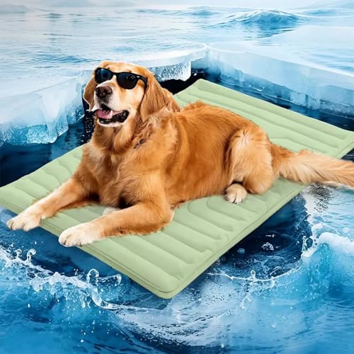 JIOFUGH Hundekühlmatte, 2025 verbesserte Haustier-Kühlmatte für Hunde und Katzen, tragbares Hundebett für den Sommer, waschbar, rutschfest, ideal für Zuhause und draußen (Green,M:≤20kg) von JIOFUGH