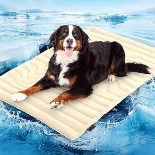 JIOFUGH Hundekühlmatte, 2025 verbesserte Haustier-Kühlmatte für Hunde und Katzen, tragbares Hundebett für den Sommer, waschbar, rutschfest, ideal für Zuhause und draußen (White,M:≤20kg) von JIOFUGH