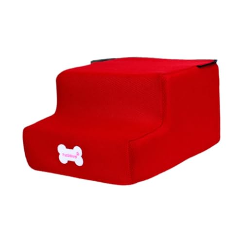 JISADER 2 Stufige Hundetreppe, Haustierleiter für Kleintiere Und ältere Hunde, Zugang Zum Sofa, Rot JISADER 2 Stufige Hundetreppe, Haustierleiter für Kleintiere Und ältere Hunde, Zugang Zum Sofa, Rot von JISADER