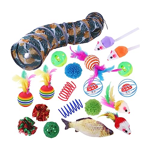 JISADER 20-teiliges Katzenspielzeug, Haustierspielzeug mit Tunnel, Knisterbälle, Frühlingsspielzeug, selbstspielendes interaktives Katzenspielzeug, von JISADER