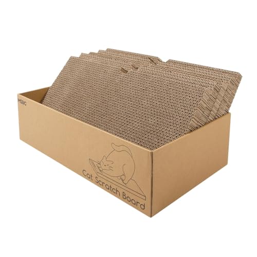 JISADER 5-teiliges Katzenkratzpad, Katzenkratzbrett, Premium-Kratzbrett, wendbar, aus Pappe, mit Box für die Ruhe des Kätzchens von JISADER