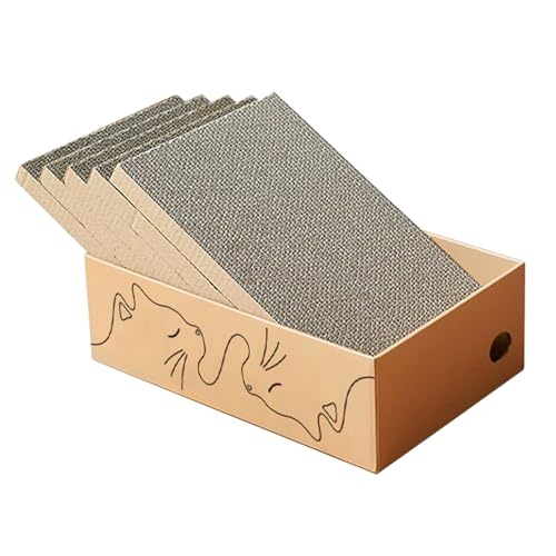 JISADER 5X Katzen-Kratzbrett aus Wellpappe, Kätzchen-Kratzbrett, doppelseitiger Kratzkarton, verschleißfest, Schlafende Katze JISADER 5X Katzen-Kratzbrett aus Wellpappe, Kätzchen-Kratzbrett, doppelseitiger Kratzkarton, verschleißfest, Schlafende Katze von JISADER