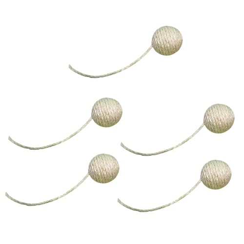 JISADER 5X Katzen-Sisal-Seil-Ball-Spielzeug, handgefertigter Katzen-Seil-Ball, Katzen-Hanf-Seil-Bälle, Katzen-Teaser-Spielzeug, 5.5 cm Weiß von JISADER