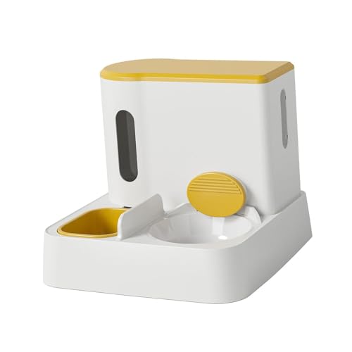 JISADER Automatischer Futterspender für Hunde und Katzen, Wassertrinknapf, 1 l Trinker, 2,8 l Futterspender, Katzenfutterspender und Wasserspender, Gelb JISADER Automatischer Futterspender für Hunde und Katzen, Wassertrinknapf, 1 l Trinker, 2,8 l Futterspender, Katzenfutterspender und Wasserspender, Gelb von JISADER