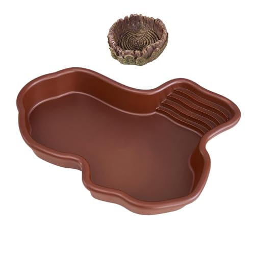 JISADER Badeschale für Reptilien, Wasserschale für Schildkröten, Aquarium-Ornament, dekorativ, Futterschale für Reptilien für Frösche, Ablage für Tierbedarf, Keine Entwässerung JISADER Badeschale für Reptilien, Wasserschale für Schildkröten, Aquarium-Ornament, dekorativ, Futterschale für Reptilien für Frösche, Ablage für Tierbedarf, Keine Entwässerung von JISADER