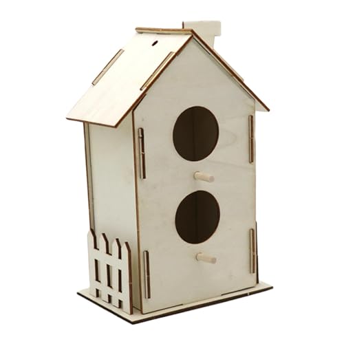 JISADER DIY Holz Vogelhaus Vogel Nistkasten Vogelkäfig Hängen Nest für Finch, 19cmx12cmx8cm von JISADER