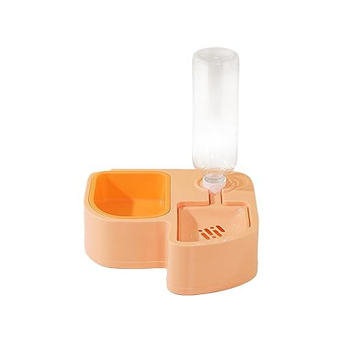 JISADER Doppelte Hunde- und Katzennäpfe, Haustier-Wasser- und Futternapf-Set, automatischer Wasserspender für Kaninchen, Orange von JISADER