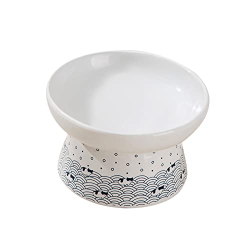 JISADER Erhöhter Keramik-Futternapf für Katzen, rutschfest, für Katzenfutter und Wasser, minimalistisch, 15 cm x 9 cm von JISADER