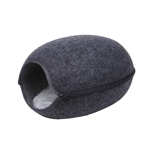 JISADER Filz-Katzenbett, Höhle, Katzenzelt, leichtes Katzentrainingsspielzeug, gemütliches Fischmaul-Nest, Katzenhütte für Welpen, Kratzer, ältere Katzen zum, dunkelgrau JISADER Filz-Katzenbett, Höhle, Katzenzelt, leichtes Katzentrainingsspielzeug, gemütliches Fischmaul-Nest, Katzenhütte für Welpen, Kratzer, ältere Katzen zum, dunkelgrau von JISADER