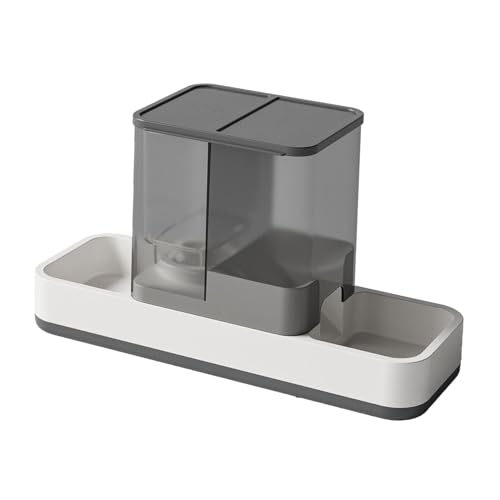 JISADER Futter- und Wasserspender-Set, Schwerkraft-Tierfutterspender, Rutschfester Katzennapf, integriert 2 in 1 für, Kaninchen, Kätzchen, Welpen, GRAU JISADER Futter- und Wasserspender-Set, Schwerkraft-Tierfutterspender, Rutschfester Katzennapf, integriert 2 in 1 für, Kaninchen, Kätzchen, Welpen, GRAU von JISADER