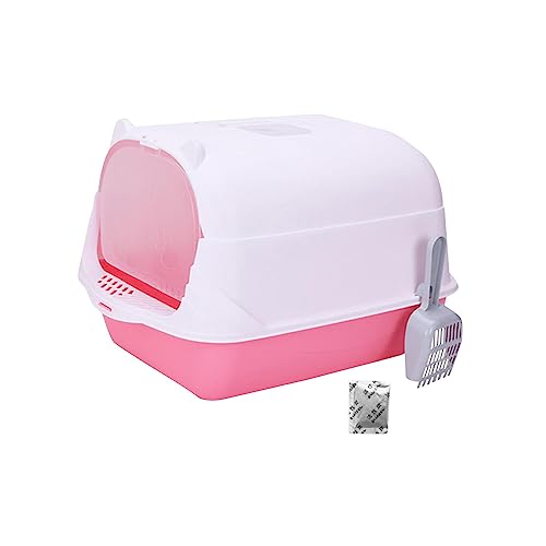 JISADER Geschlossene Katzentoilette, Katzentoilette mit Kapuze, Katzentoilette mit Vordertürklappe, Katzensandkastenbehälter, stabile Haustiertoilette, ROSA JISADER Geschlossene Katzentoilette, Katzentoilette mit Kapuze, Katzentoilette mit Vordertürklappe, Katzensandkastenbehälter, stabile Haustiertoilette, ROSA von JISADER