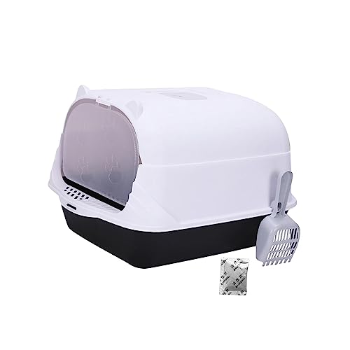 JISADER Geschlossene Katzentoilette, Katzentoilette mit Kapuze, Katzentoilette mit Vordertürklappe, Katzensandkastenbehälter, stabile Haustiertoilette, Schwarz JISADER Geschlossene Katzentoilette, Katzentoilette mit Kapuze, Katzentoilette mit Vordertürklappe, Katzensandkastenbehälter, stabile Haustiertoilette, Schwarz von JISADER