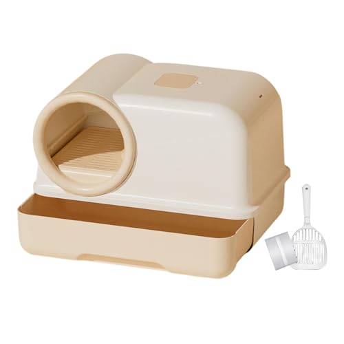 JISADER Geschlossene Katzentoilette, großes Katzentöpfchen mit Schaufel, modisches Katzentoiletten-Katzentöpfchen für alle Arten von Katzenstreu, Beige JISADER Geschlossene Katzentoilette, großes Katzentöpfchen mit Schaufel, modisches Katzentoiletten-Katzentöpfchen für alle Arten von Katzenstreu, Beige von JISADER