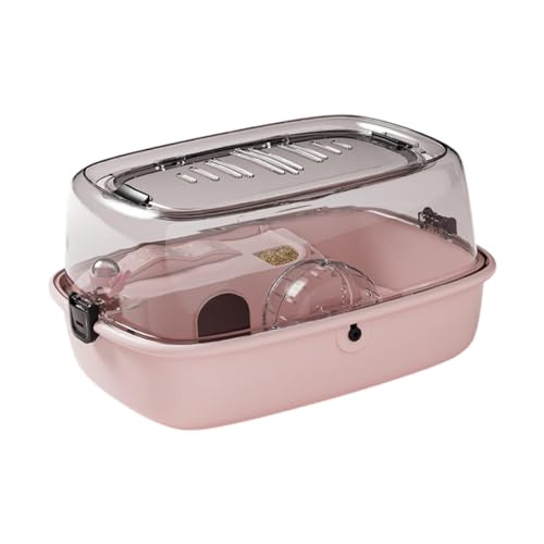 JISADER Großer Hamsterkäfig, Kleintierkäfig, transparentes, offenbares tragbares Habitathaus für Ratten Hedgehog Rennmach Meerschweinchen, Rosa von JISADER