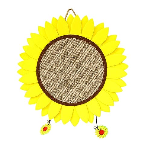 JISADER Hängender Sonnenblumen-Katzenkratzer, Katzenkratzpad, Krallenschleifer, Holz, Sisalstoff, Katzenkratzbrett mit Glockenanhängern für Katzentraining JISADER Hängender Sonnenblumen-Katzenkratzer, Katzenkratzpad, Krallenschleifer, Holz, Sisalstoff, Katzenkratzbrett mit Glockenanhängern für Katzentraining von JISADER