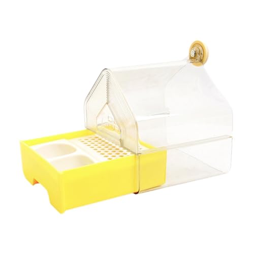 JISADER Hängendes Vogelbad mit Futterspender, Duschkäfig Zubehör, Vogelbadschale für Kleine Und Mittelgroße Vögel, Aras, Gelb JISADER Hängendes Vogelbad mit Futterspender, Duschkäfig Zubehör, Vogelbadschale für Kleine Und Mittelgroße Vögel, Aras, Gelb von JISADER