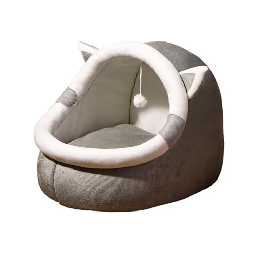 JISADER Halbgeschlossenes Katzennest, Katzenbett, Höhle, gemütlich, beruhigend, mit abnehmbarem, gepolstertem Kissen, Katzenhütte, Katzenzelt für Hunde, M Grau JISADER Halbgeschlossenes Katzennest, Katzenbett, Höhle, gemütlich, beruhigend, mit abnehmbarem, gepolstertem Kissen, Katzenhütte, Katzenzelt für Hunde, M Grau von JISADER