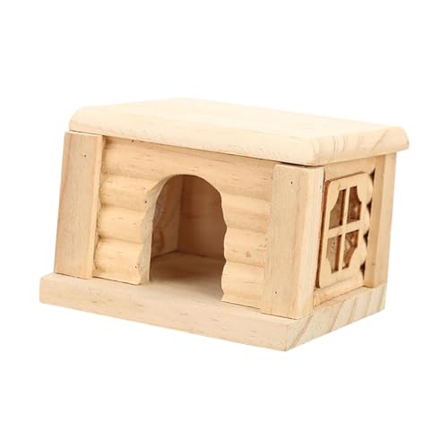 JISADER Hamsterhaus aus Holz, Hamsterversteck mit Fenster, Kleintierhaus für Mäuse, Ratten, Zwerghamster, Chinchillas von JISADER