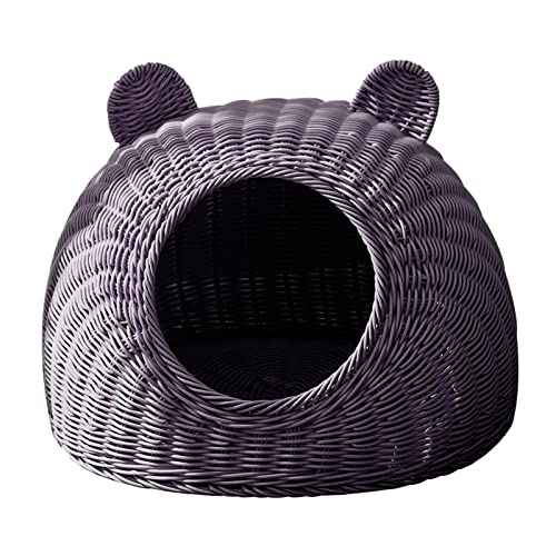 JISADER Handgemachtes Rattan-Katzenbettnest, halb geschlossen, niedliche Form, leicht zu reinigen, bequemer Universal-Kuppelkorb mit Frontöffnung, 50 cm x 50 cm JISADER Handgemachtes Rattan-Katzenbettnest, halb geschlossen, niedliche Form, leicht zu reinigen, bequemer Universal-Kuppelkorb mit Frontöffnung, 50 cm x 50 cm von JISADER
