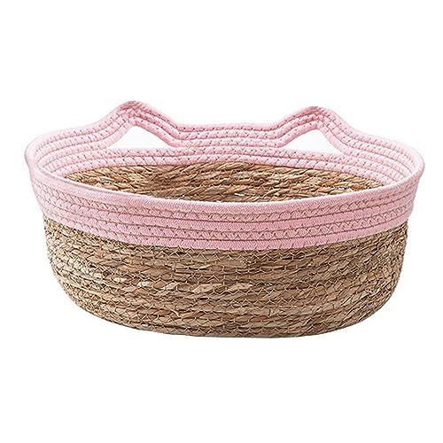 JISADER Handgewebter Katzenbettkorb, Katzenschlafbett, Katzenkratzer, Katzenkratzkörbe für Kätzchen, Rosa M JISADER Handgewebter Katzenbettkorb, Katzenschlafbett, Katzenkratzer, Katzenkratzkörbe für Kätzchen, Rosa M von JISADER