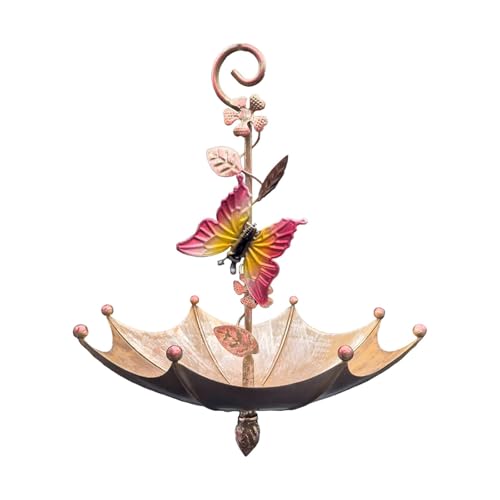 JISADER Hanging Bird Feeder Dirbrella Stand Station Vogel Samenfänger Tablett Bird -Feeder für, Schmetterlingsmuster von JISADER