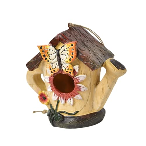 JISADER Hanging Bird House für Outdoors Gartendekoration Harz Vogelhütte Dekoratives Vogelhaus für Garten, 16cmx9cmx15cm JISADER Hanging Bird House für Outdoors Gartendekoration Harz Vogelhütte Dekoratives Vogelhaus für Garten, 16cmx9cmx15cm von JISADER