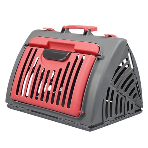 JISADER Hunde-Reisetransportbox, Faltbare Haustiertransportbox, zusammenklappbar für Katzen und Welpen unter 12 kg, Rot von JISADER