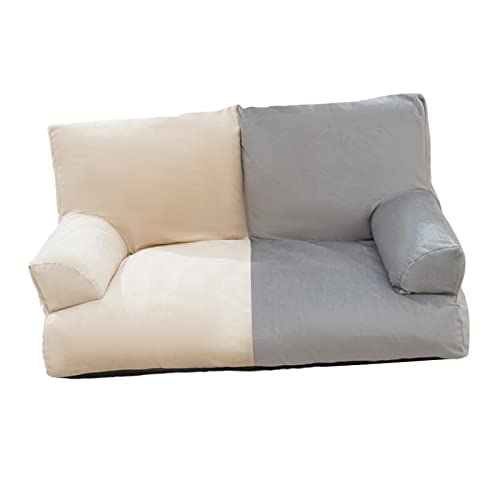 JISADER Hundebett, Sofa, Haustier-Sofa, Bettkissen, rutschfest, stabil, doppelt, farblich passend, leicht, langlebig, abnehmbar, Katzensofa, Katzensofa für, Beige Grau von JISADER