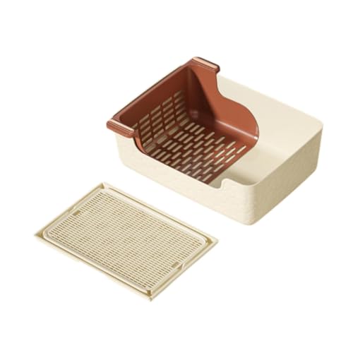 JISADER Hundetoilette, Ecktoilette, erhöhter Rand, halbgeschlossen, extragroß, Katzentoilette, Welpentraining, Töpfchen für Kätzchen, Beige mit Matte JISADER Hundetoilette, Ecktoilette, erhöhter Rand, halbgeschlossen, extragroß, Katzentoilette, Welpentraining, Töpfchen für Kätzchen, Beige mit Matte von JISADER