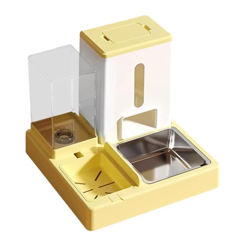 JISADER Katzen-Wasserspender und Futternapf-Set, Katzen-Futterspender und Wasserspender, Katzen-Trinkbrunnen, GELB JISADER Katzen-Wasserspender und Futternapf-Set, Katzen-Futterspender und Wasserspender, Katzen-Trinkbrunnen, GELB von JISADER