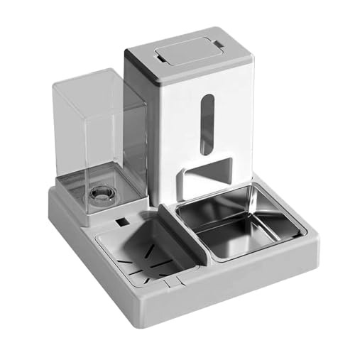 JISADER Katzen-Wasserspender und Futternapf-Set, Katzen-Futterspender und Wasserspender, Katzen-Trinkbrunnen, GRAU JISADER Katzen-Wasserspender und Futternapf-Set, Katzen-Futterspender und Wasserspender, Katzen-Trinkbrunnen, GRAU von JISADER