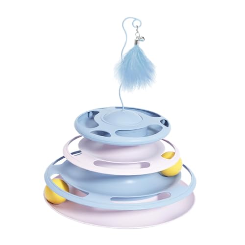 JISADER Katzenbahn-Spielzeug, selbstspielendes Katzenspielzeug mit Ball, Kreisbahn-Vergnügungskatzenspielzeug, Kugelbahn-Katzendrehtellerball zum Kratzen, Blau JISADER Katzenbahn-Spielzeug, selbstspielendes Katzenspielzeug mit Ball, Kreisbahn-Vergnügungskatzenspielzeug, Kugelbahn-Katzendrehtellerball zum Kratzen, Blau von JISADER