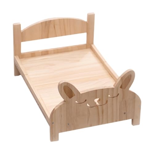 JISADER Katzenbett Aus Holz für Den Innenbereich, Vielseitiger Schlafplatz für Kätzchen Und Kleintiere, 52x36x25cm von JISADER