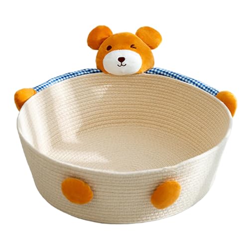 JISADER Katzenbett aus Baumwollseil, gewebter Korb, Haustierbett, Haustierhaus für Kaninchen, Kätzchen, kleine Hunde, Bär L JISADER Katzenbett aus Baumwollseil, gewebter Korb, Haustierbett, Haustierhaus für Kaninchen, Kätzchen, kleine Hunde, Bär L von JISADER