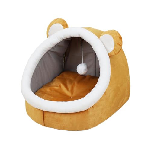 JISADER Katzenbetthöhle, Haustierbetten, Hauszelte mit hängendem Ball, selbstwärmende weiche Katzennesthütte für Welpen, Kätzchen, Haustierzubehör, Hund, Gelber Bär, l JISADER Katzenbetthöhle, Haustierbetten, Hauszelte mit hängendem Ball, selbstwärmende weiche Katzennesthütte für Welpen, Kätzchen, Haustierzubehör, Hund, Gelber Bär, l von JISADER
