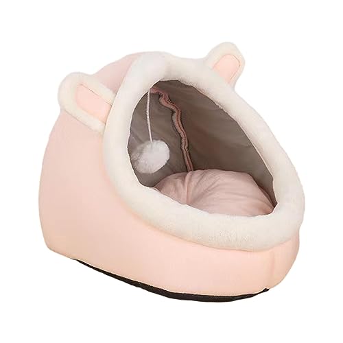 JISADER Katzenbetthöhle mit hängendem Ball, Hütte, Zwinger, Katzenmöbel, rutschfeste Decke, Katzenhaus, Zelte, Haustierbetten für Hunde, Katzen im, Rosa 38cmx36cmx32cm JISADER Katzenbetthöhle mit hängendem Ball, Hütte, Zwinger, Katzenmöbel, rutschfeste Decke, Katzenhaus, Zelte, Haustierbetten für Hunde, Katzen im, Rosa 38cmx36cmx32cm von JISADER