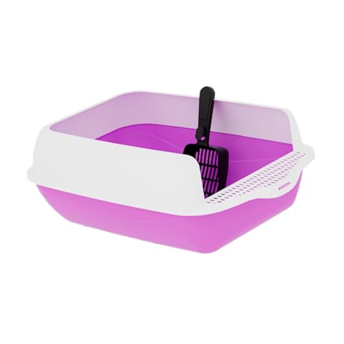 JISADER Katzenstreubox mit Hohen Seiten für Den Gebrauch in Innenräumen, Offenes Design für Haustierabfälle für Die Reise, Violett JISADER Katzenstreubox mit Hohen Seiten für Den Gebrauch in Innenräumen, Offenes Design für Haustierabfälle für Die Reise, Violett von JISADER