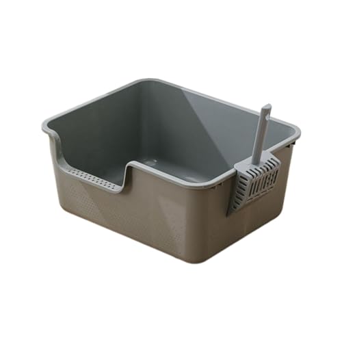 JISADER Katzentoilette, Katzentoilette mit Offener Oberseite, Tragbare Katzentoilette, Kätzchentoilette mit Hohen Seiten für Alle Arten von Katzenstreu, grau JISADER Katzentoilette, Katzentoilette mit Offener Oberseite, Tragbare Katzentoilette, Kätzchentoilette mit Hohen Seiten für Alle Arten von Katzenstreu, grau von JISADER