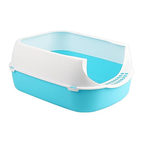 JISADER Katzentoilette, Katzentoilette mit hoher Seitensichtung, Oben offene Katzentoilette für Hauskatzen, Blau JISADER Katzentoilette, Katzentoilette mit hoher Seitensichtung, Oben offene Katzentoilette für Hauskatzen, Blau von JISADER