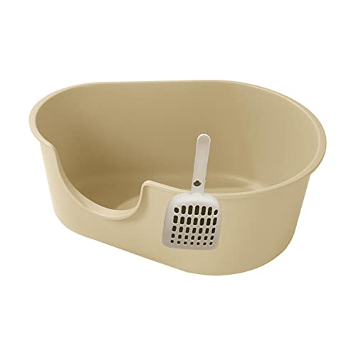 JISADER Katzentoilette, Oben offen, Katzentoilette, Katzenstreubehälter, Katzensandkasten, spritzwassergeschützt, hochseitige Katzentoilette für alle Arten, Beige JISADER Katzentoilette, Oben offen, Katzentoilette, Katzenstreubehälter, Katzensandkasten, spritzwassergeschützt, hochseitige Katzentoilette für alle Arten, Beige von JISADER
