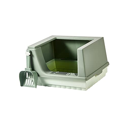 JISADER Katzentoilette, auslaufsicher, halbgeschlossen, mit Schaufel, Boden aus PP-Material, abnehmbar, grünes L von JISADER