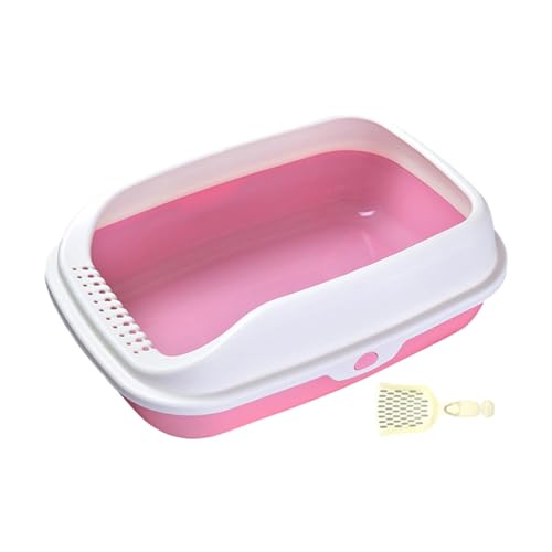 JISADER Katzentoilette, erhöhte Katzenbettpfanne, Haustiertoilette, Katzensandkasten, halbgeschlossene Katzentoilette, spritzwassergeschützt, für kleine, rosa mittel JISADER Katzentoilette, erhöhte Katzenbettpfanne, Haustiertoilette, Katzensandkasten, halbgeschlossene Katzentoilette, spritzwassergeschützt, für kleine, rosa mittel von JISADER