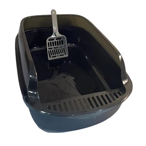 JISADER Katzentoilette, halbgeschlossener Sandkasten, Sieb-Katzentoilette, Katzentoilette, Sandkasten für kleine Katzen, Schwarz JISADER Katzentoilette, halbgeschlossener Sandkasten, Sieb-Katzentoilette, Katzentoilette, Sandkasten für kleine Katzen, Schwarz von JISADER