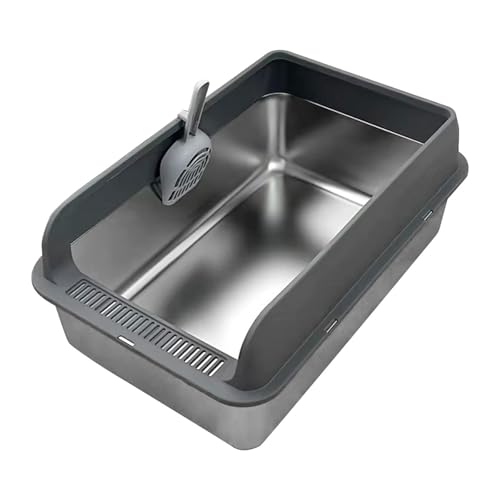 JISADER Katzentoilette aus Edelstahl, Oben offen, leicht zu reinigen, stabile Katzenbettpfanne, Kätzchentöpfchen, Katzentoilette, Katzentoilette für Kätzchen, DUNKELGRAU JISADER Katzentoilette aus Edelstahl, Oben offen, leicht zu reinigen, stabile Katzenbettpfanne, Kätzchentöpfchen, Katzentoilette, Katzentoilette für Kätzchen, DUNKELGRAU von JISADER