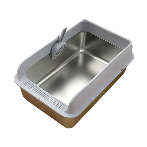 JISADER Katzentoilette aus Edelstahl, Oben offen, leicht zu reinigen, stabile Katzenbettpfanne, Kätzchentöpfchen, Katzentoilette, Katzentoilette für Kätzchen, Hellgrau JISADER Katzentoilette aus Edelstahl, Oben offen, leicht zu reinigen, stabile Katzenbettpfanne, Kätzchentöpfchen, Katzentoilette, Katzentoilette für Kätzchen, Hellgrau von JISADER