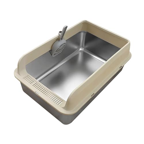 JISADER Katzentoilette aus Edelstahl, Oben offen, leicht zu reinigen, stabile Katzenbettpfanne, Kätzchentöpfchen, Katzentoilette, Katzentoilette für Kätzchen, Khaki JISADER Katzentoilette aus Edelstahl, Oben offen, leicht zu reinigen, stabile Katzenbettpfanne, Kätzchentöpfchen, Katzentoilette, Katzentoilette für Kätzchen, Khaki von JISADER